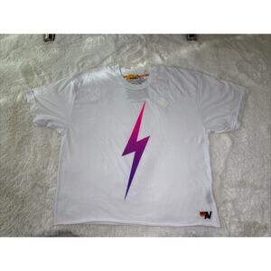 AVIATOR NATION-Women’s Lightning Bolt-Relaxed/Crop Tee-Size Large-Brand New
